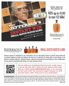 Jefferson's Bourbon Shelf Talker